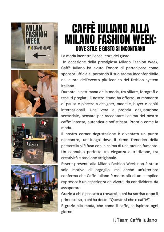 Caffè Iuliano alla Milano Fashion Week: dove stile e gusto si incontrano