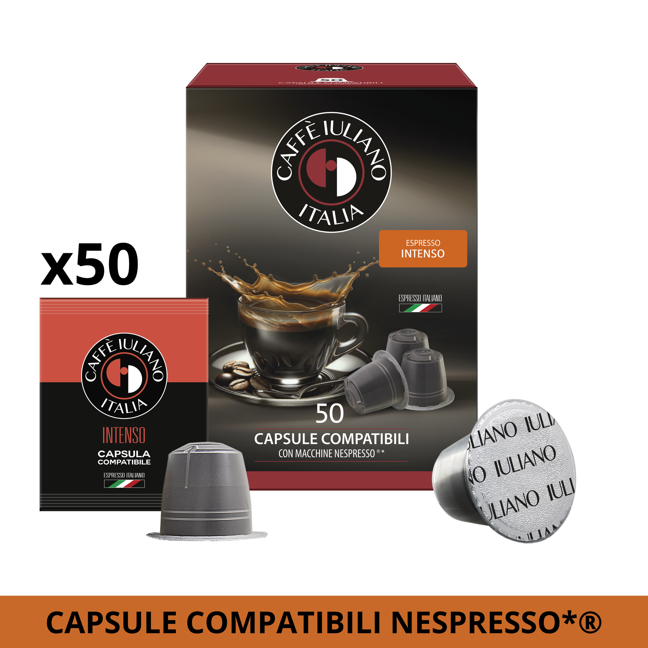 Capsule compatibili NESPRESSO®* miscela Intenso BOX 50