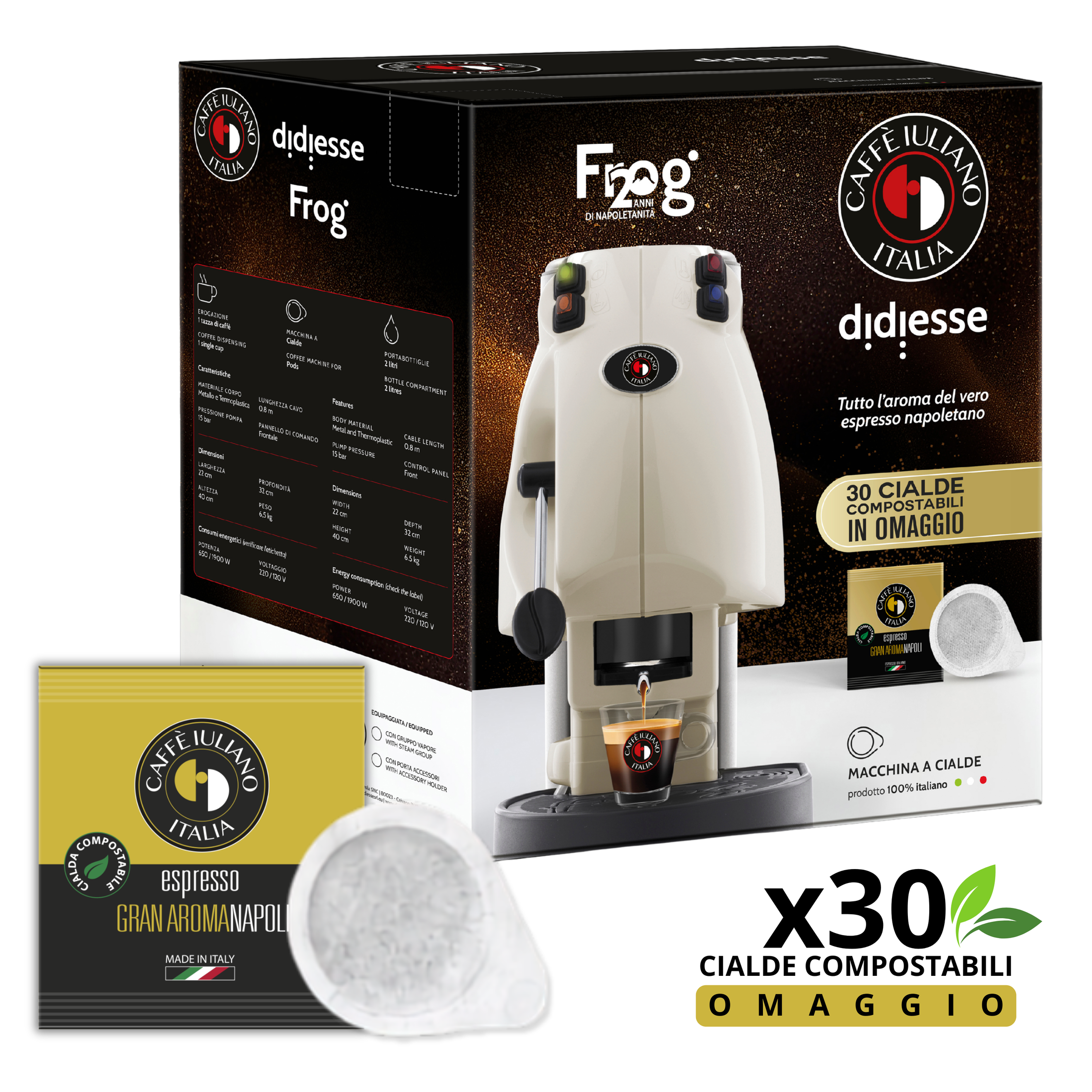 Macchina da Caffè a Cialde Didiesse Frog – Caffè Iuliano Edition (+ 30 Cialde Compostabili in OMAGGIO)