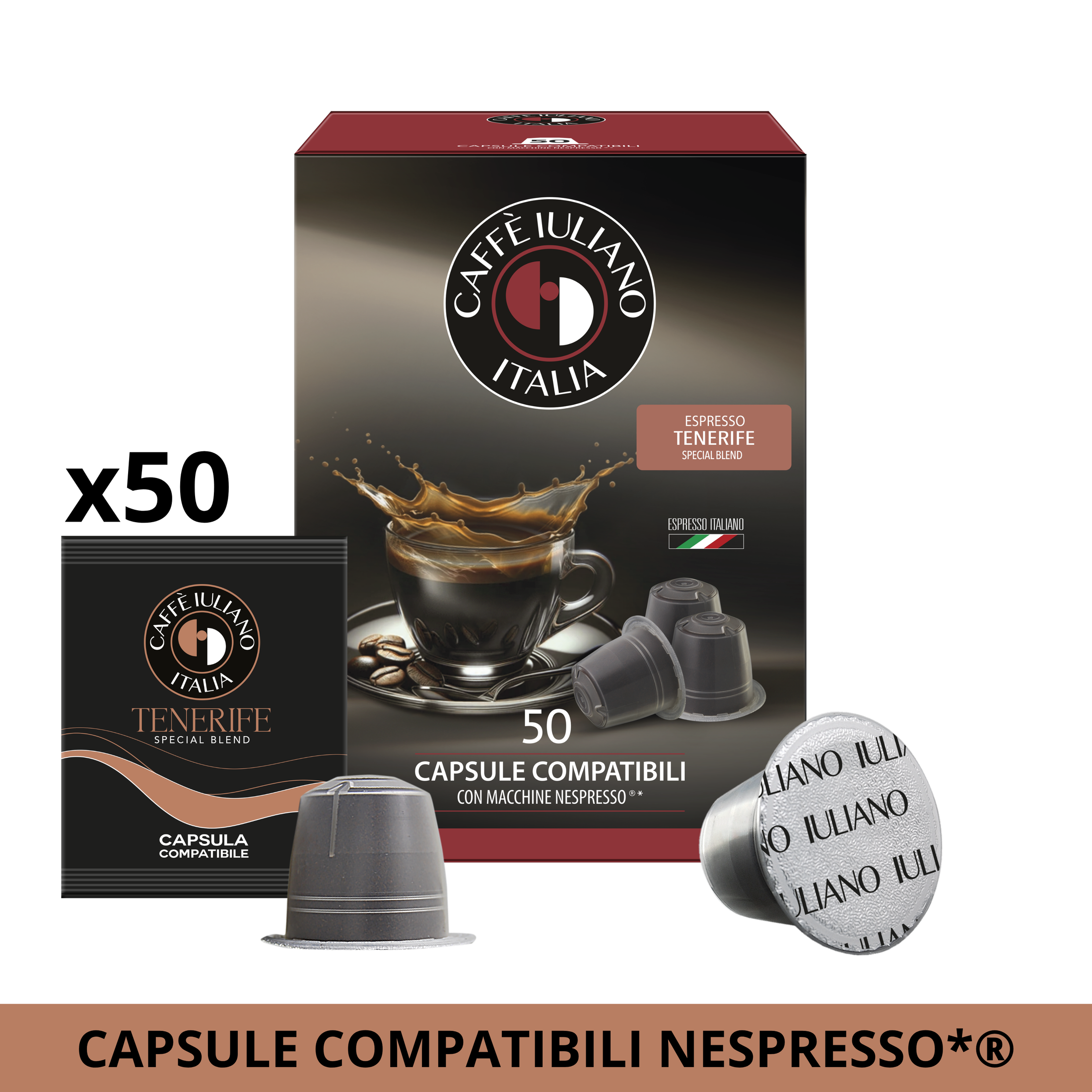 Capsule compatibili NESPRESSO®* miscela Tenerife BOX 50