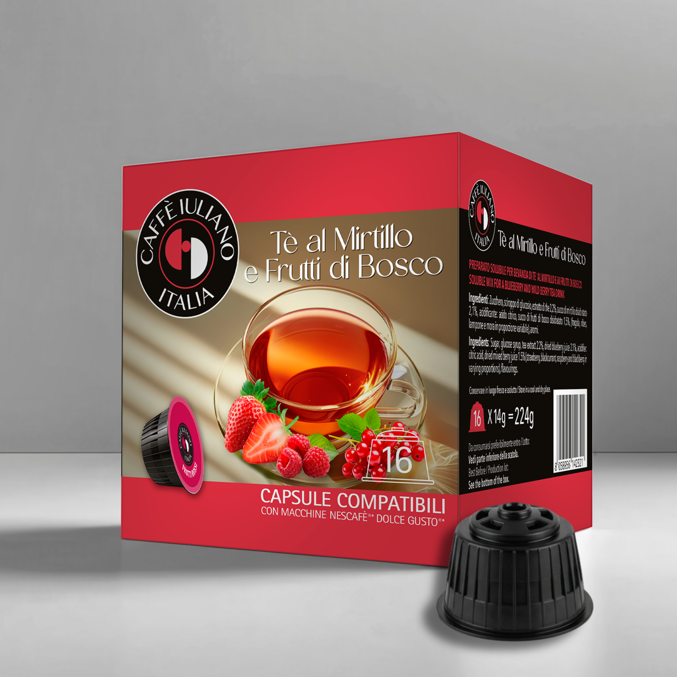 Capsule Tè al Mirtillo e Frutti di Bosco Compatibili Dolce Gusto® - Caffè Iuliano (16 Capsule)