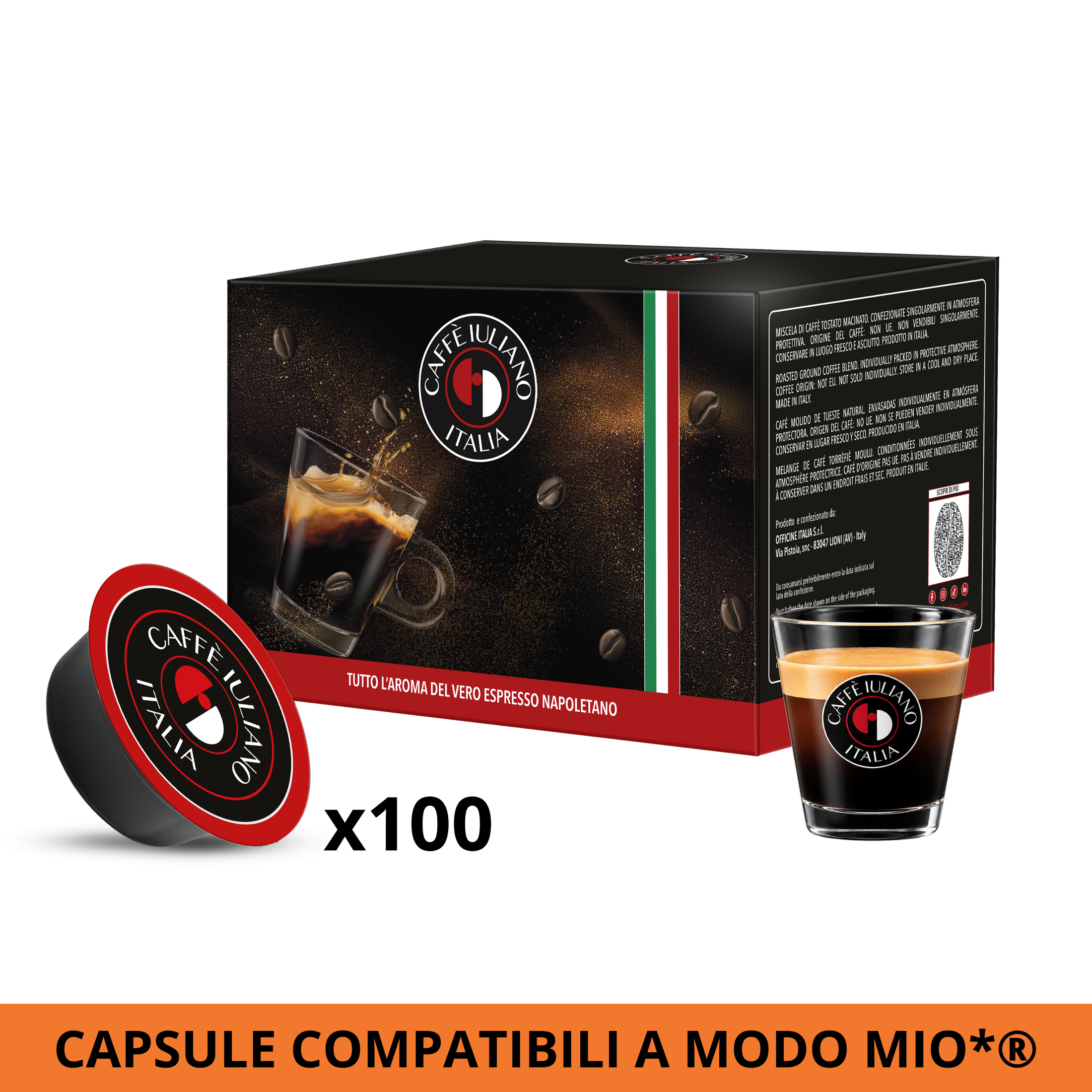 Capsule compatibili LAVAZZA A MODO MIO®* miscela Intenso BOX 100