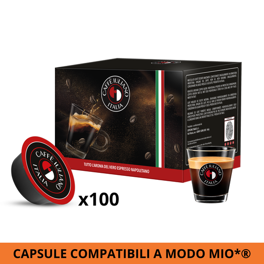 Capsule compatibili LAVAZZA A MODO MIO®* miscela Intenso BOX 100