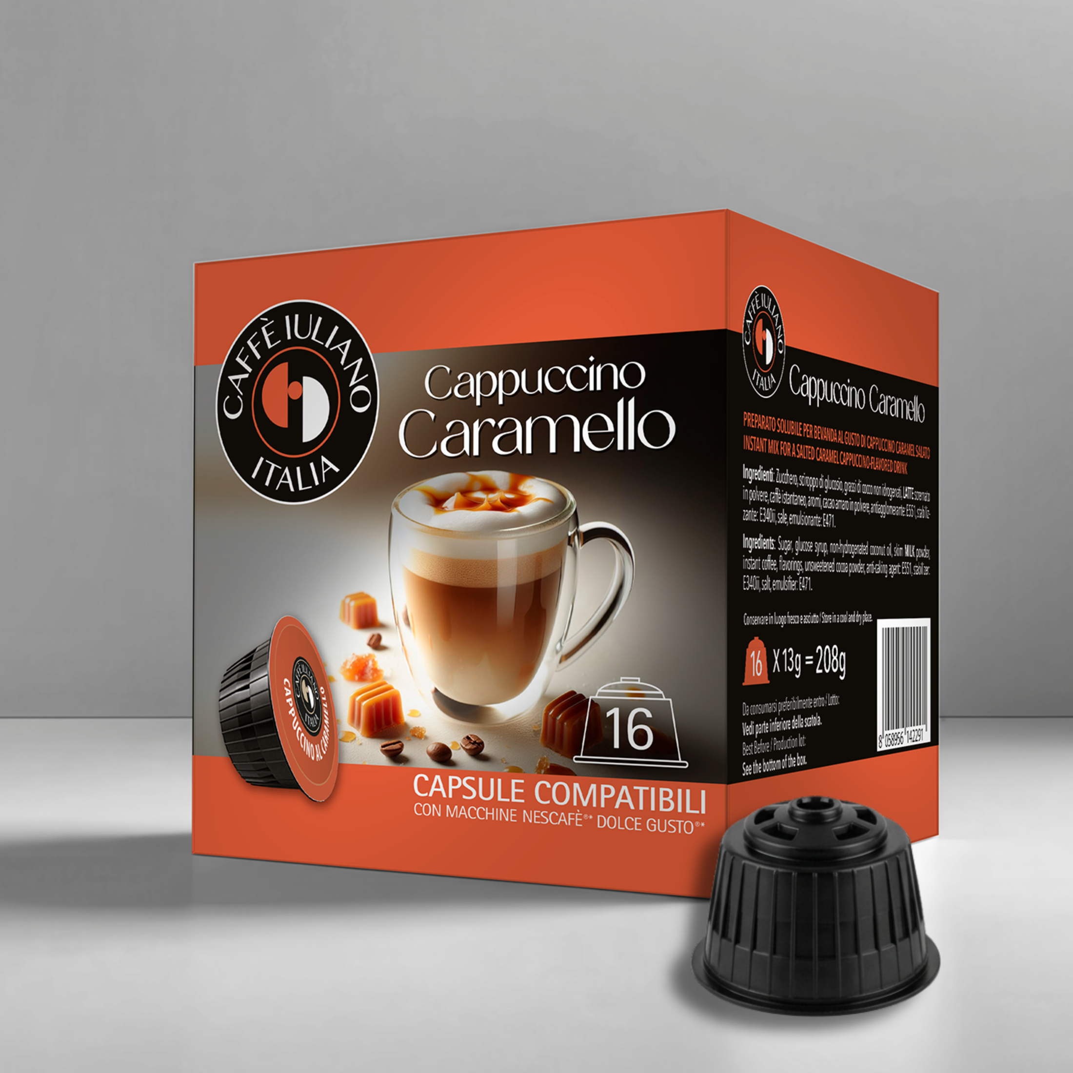 Capsule Cappuccino al Caramello Compatibili Dolce Gusto® - Caffè Iuliano (16 Capsule)