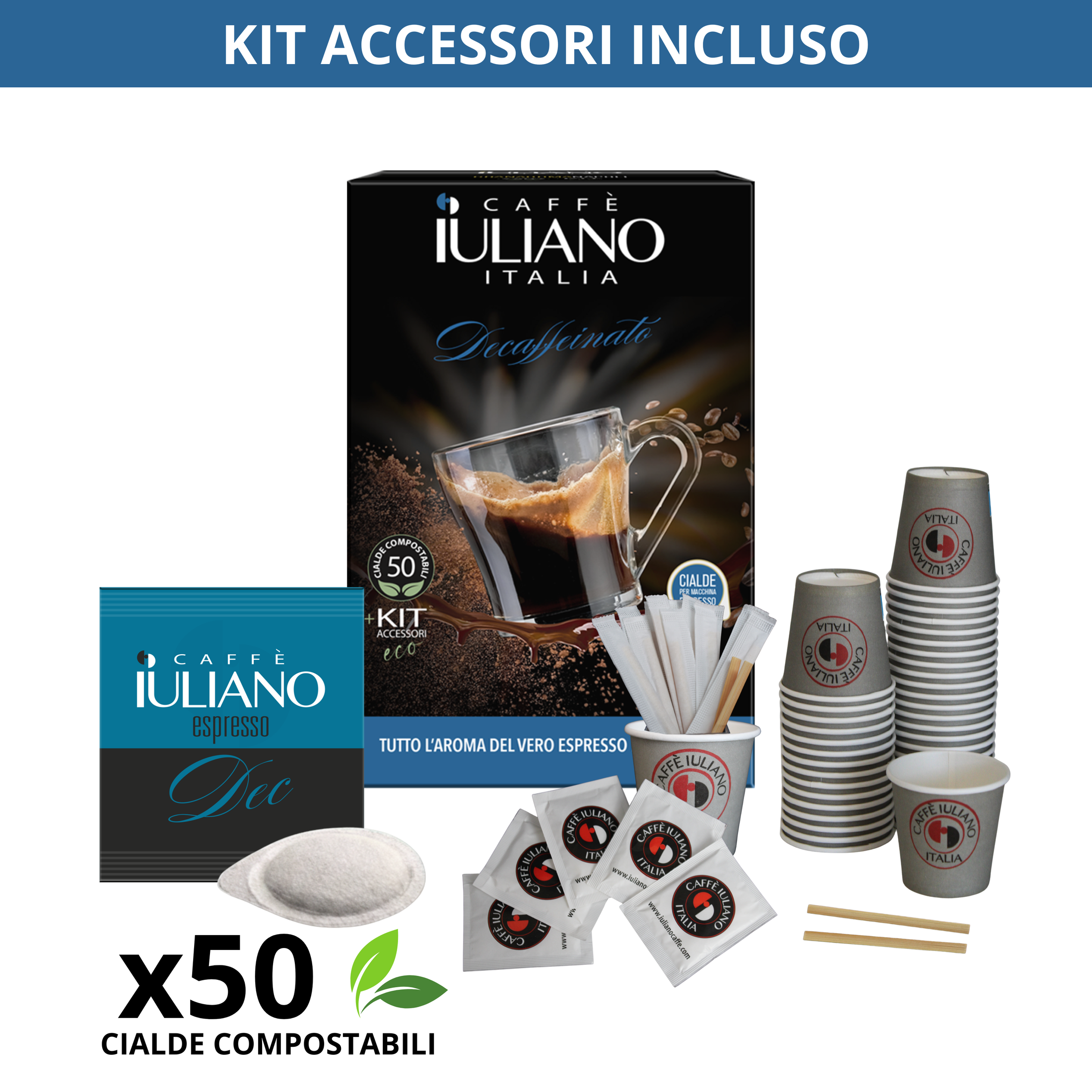 Cialde BOX 50 + KIT 50* Caffè Iuliano miscela  Decaffeinato