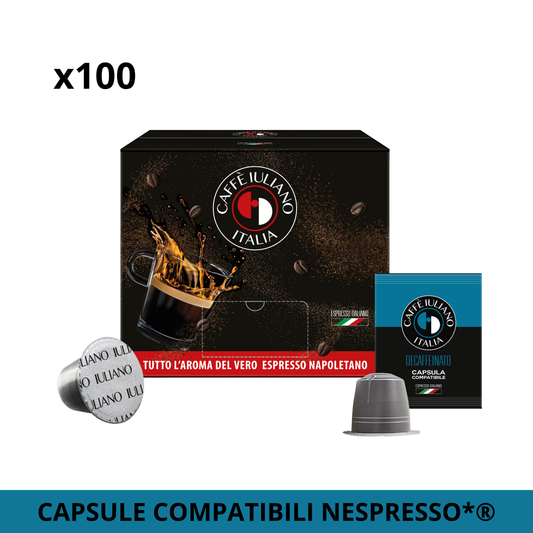 Capsule compatibili NESPRESSO®* miscela Decaffeinato  BOX 100