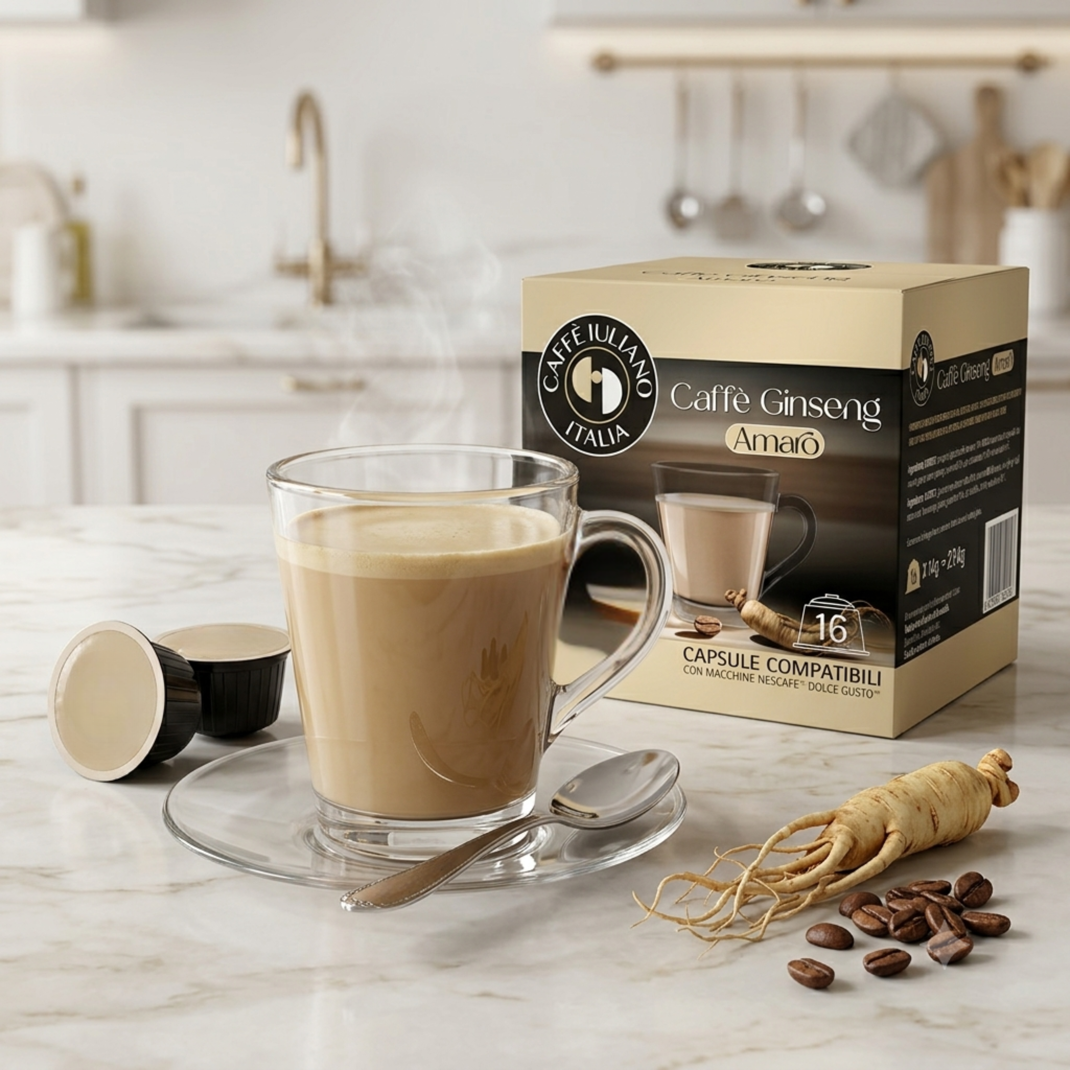 Capsule Caffè Ginseng Amaro Compatibili Dolce Gusto® - Caffè Iuliano (16 Capsule)