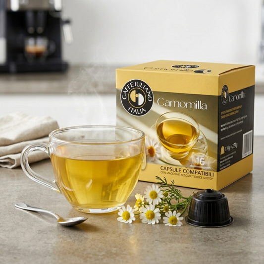Capsule Camomilla Solubile Zuccherata Compatibili Dolce Gusto® - Caffè Iuliano (16 Capsule)