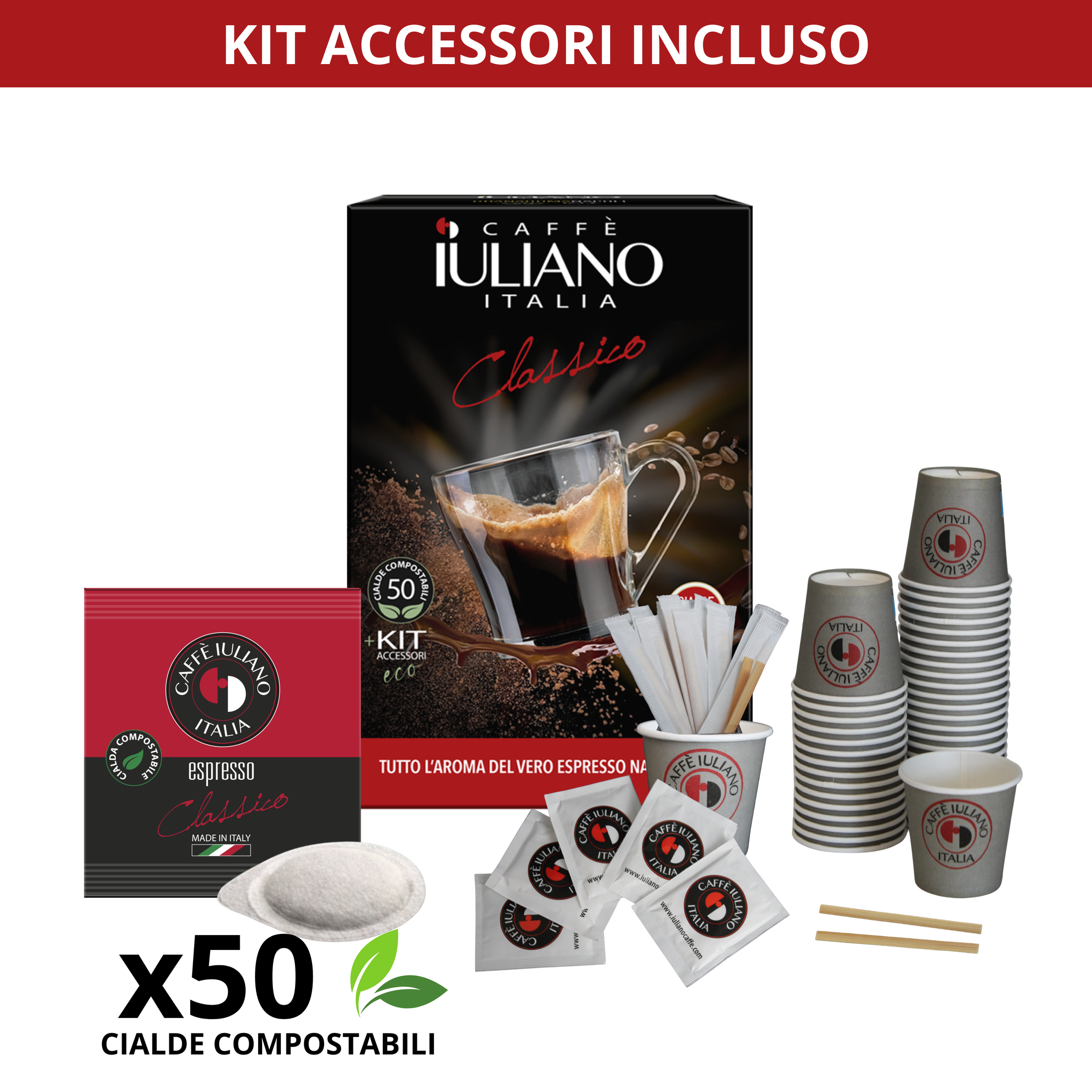 Cialde BOX 50 + KIT 50* Caffè Iuliano miscela Classico