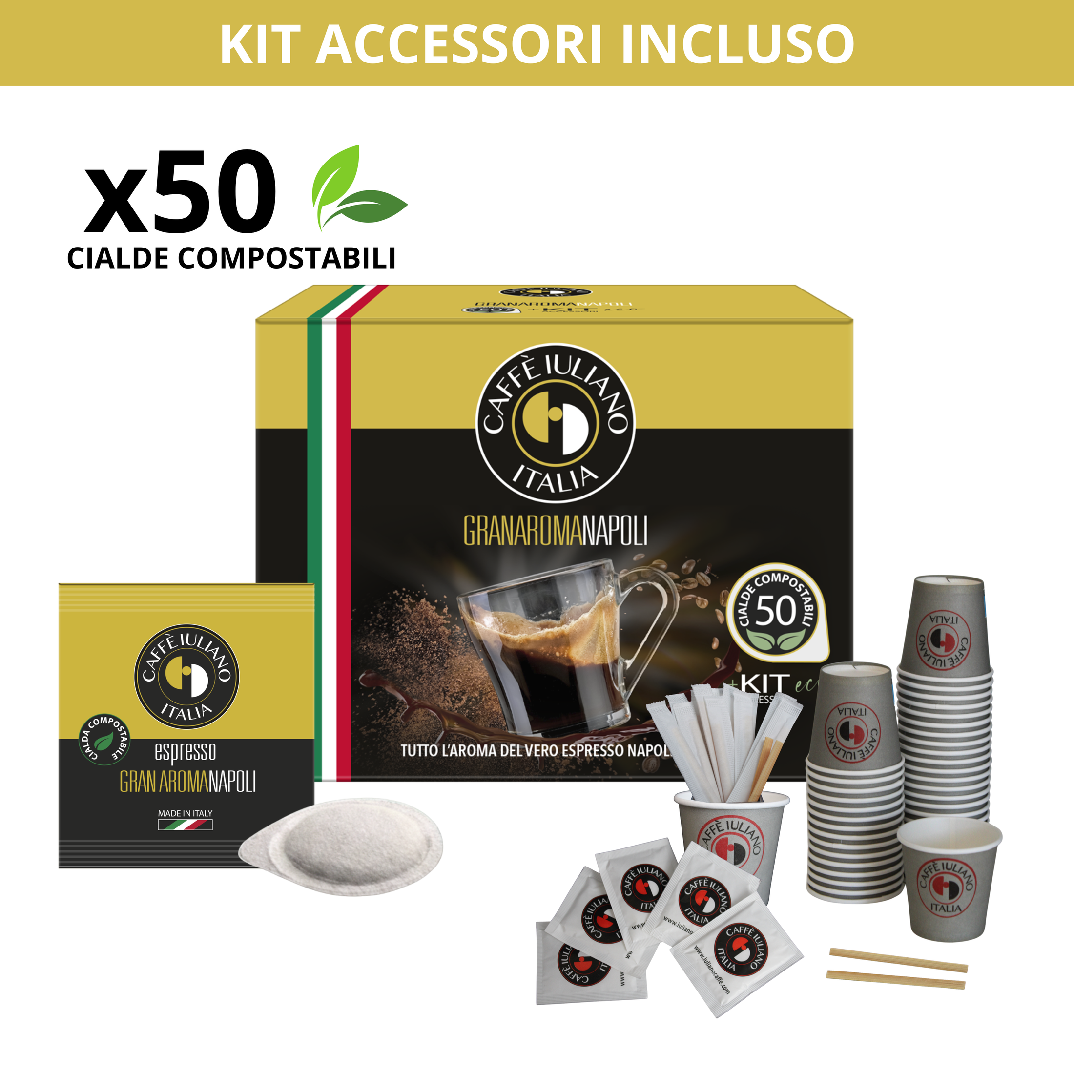 Cialde BOX 50 + KIT 50*  Caffè Iuliano miscela Gran aroma