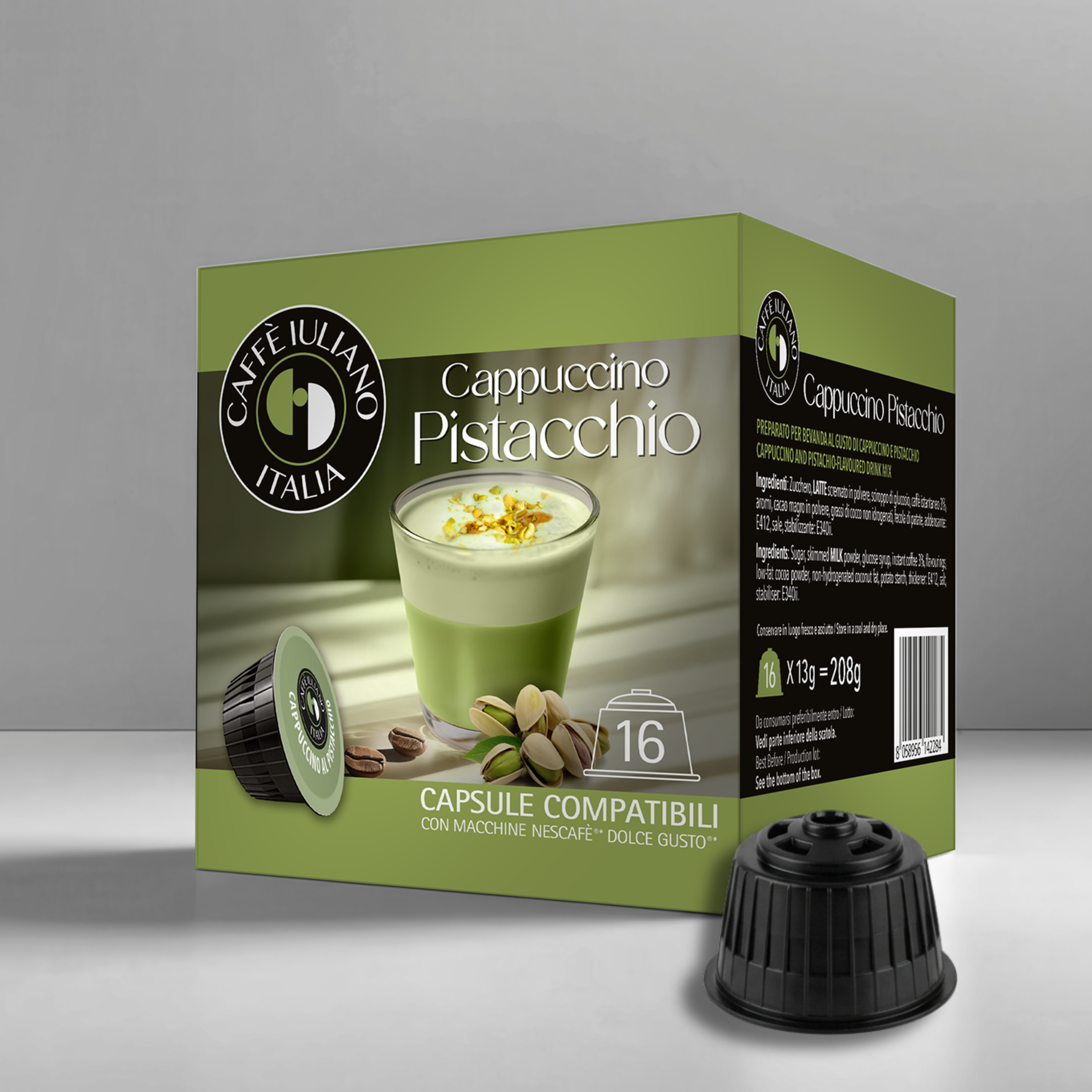 Capsule Cappuccino al Pistacchio Compatibili Dolce Gusto® - Caffè Iuliano (16 Capsule)