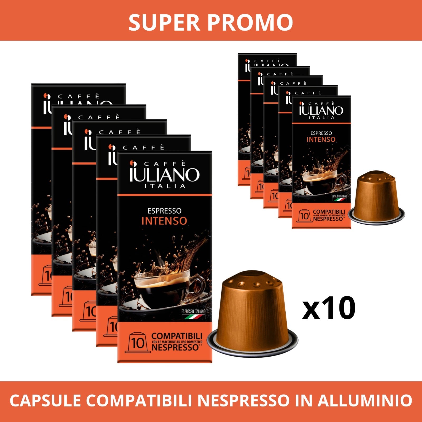 Capsule compatibili NESPRESSO®* miscela Intenso MASTER 10