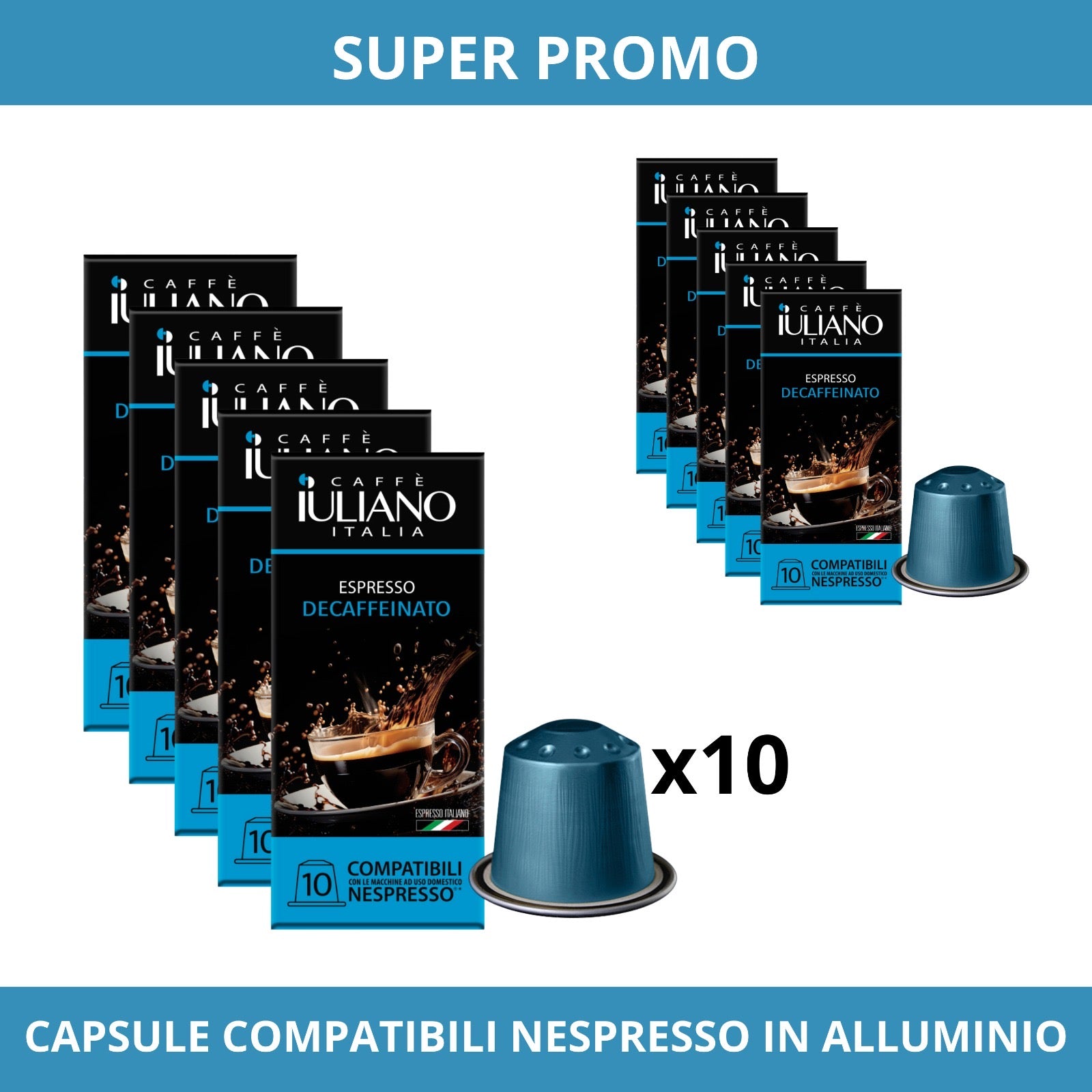 Capsule compatibili NESPRESSO®* miscela Decaffeinato MASTER 10