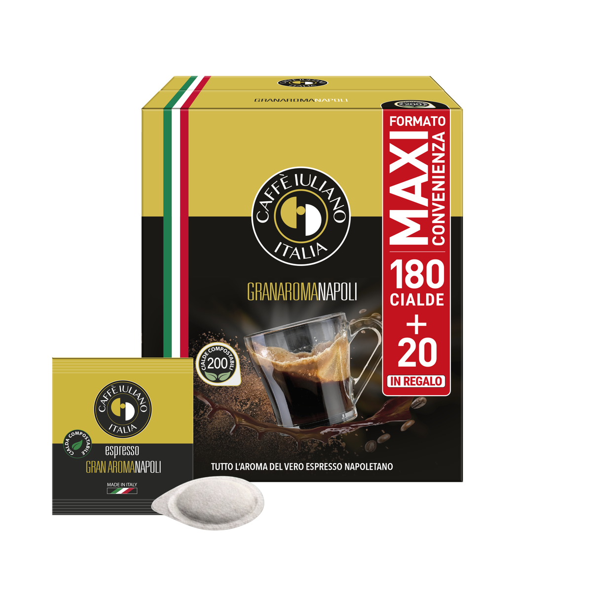 Cialde BOX 180 + 20 IN OMAGGIO Caffè Iuliano miscela Gran Aroma